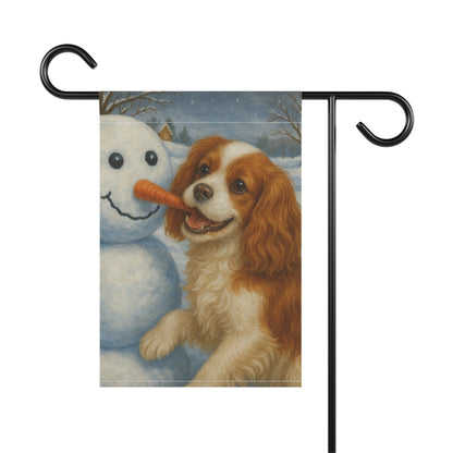 Blenheim Cavalier Snowman Garden Flag