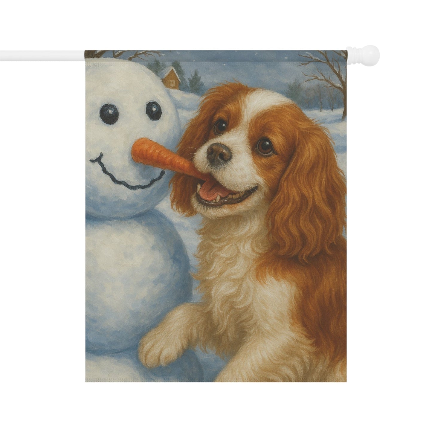 Blenheim Cavalier Snowman Garden Flag