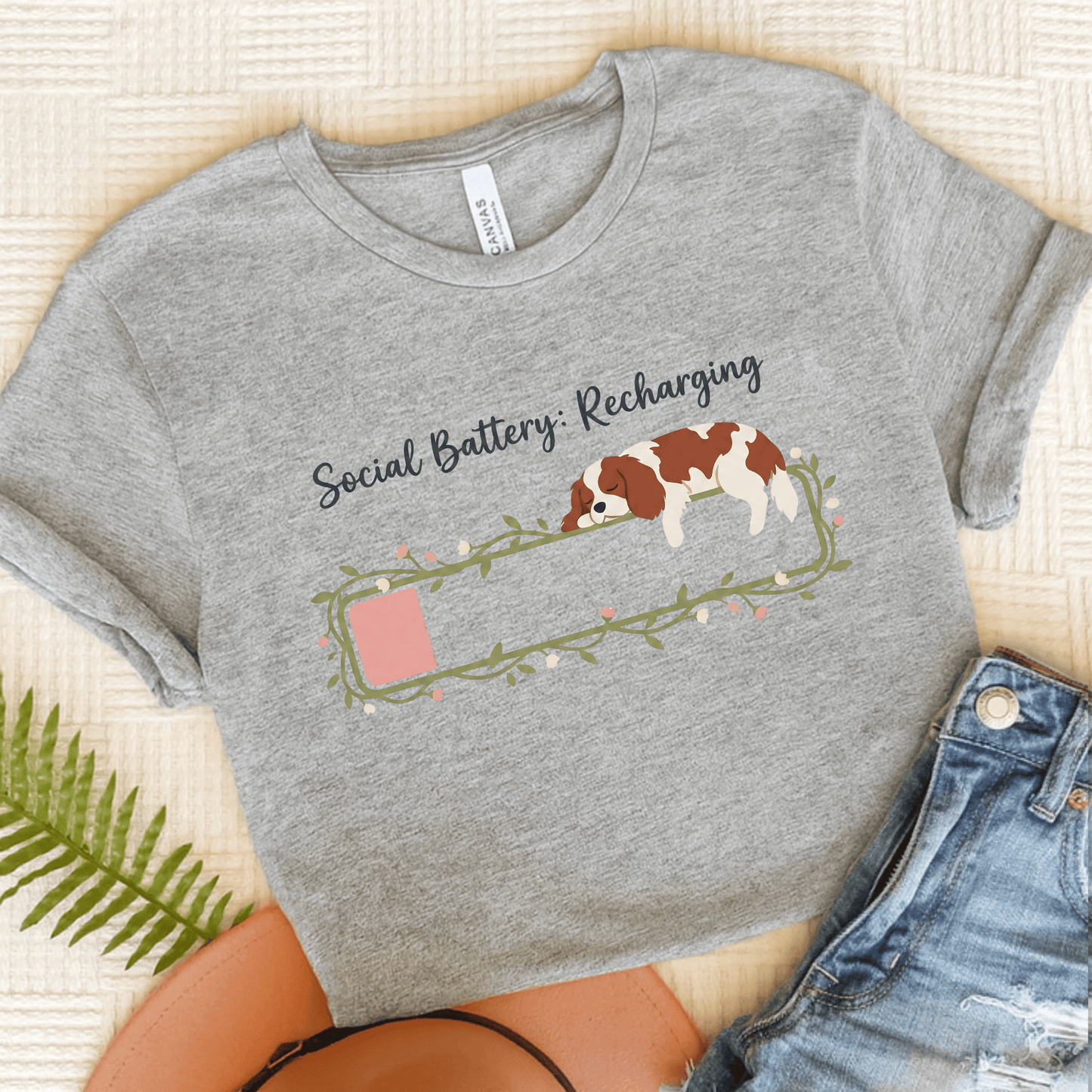 Personalized Cavalier Social Battery Unisex TShirt Athletic Heather
