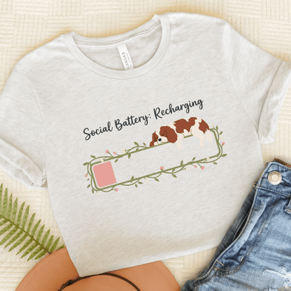 Personalized Cavalier Social Battery Unisex TShirt Ash