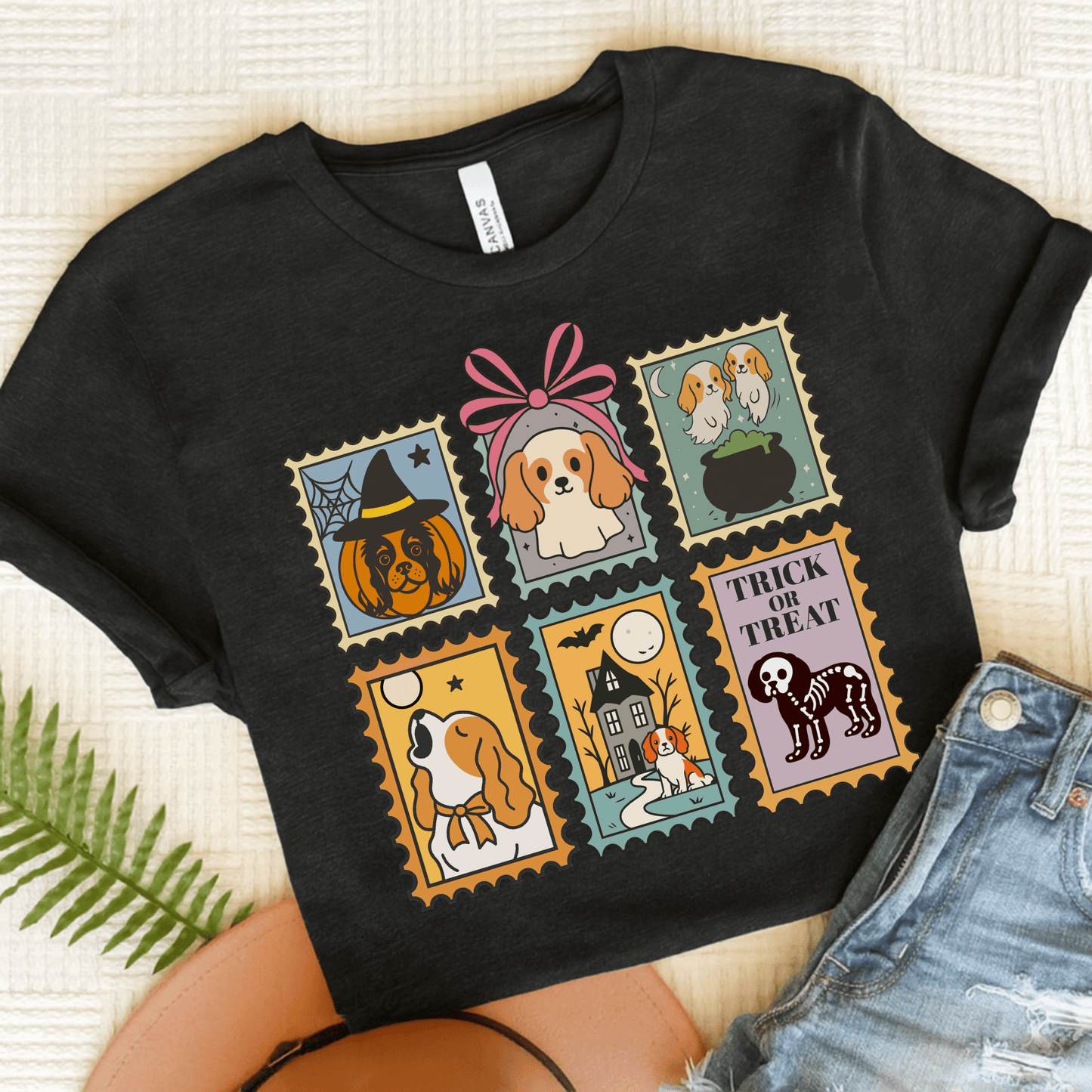 Blenheim Cavalier Spooky Stamps TShirt