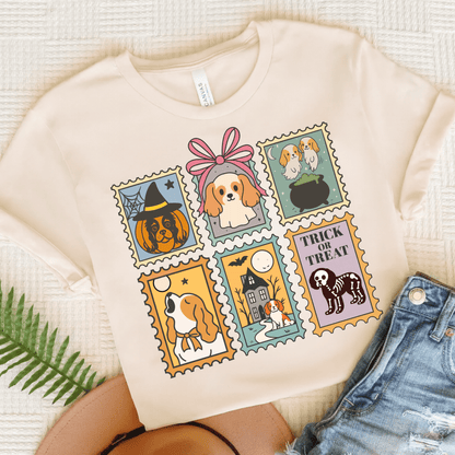 Blenheim Cavalier Spooky Stamps TShirt Natural
