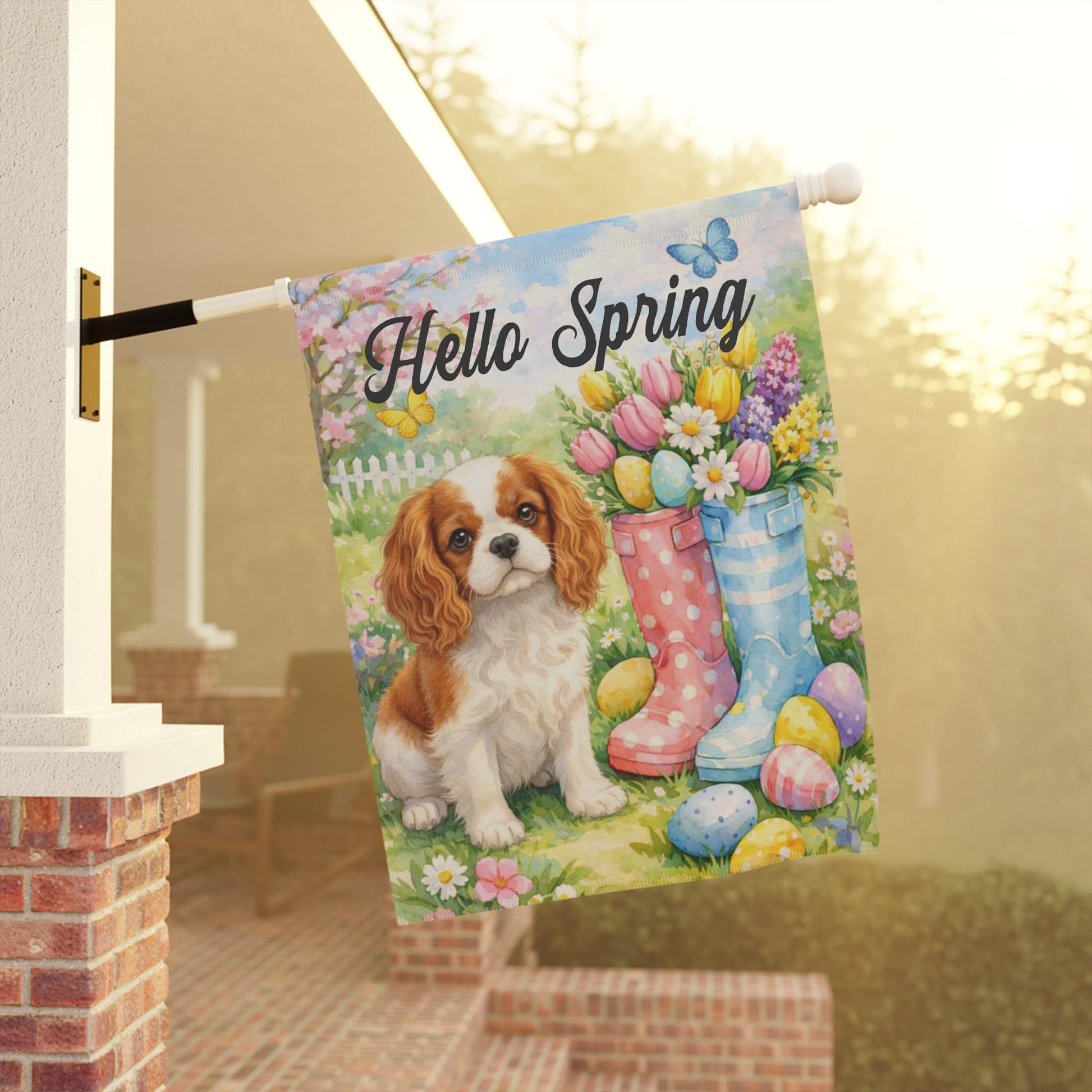Personalized Cavalier Spring Rain Boots Yard Flag