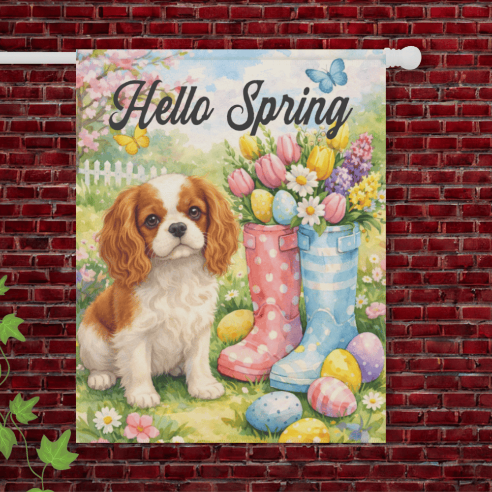 Personalized Cavalier Spring Rain Boots Yard Flag