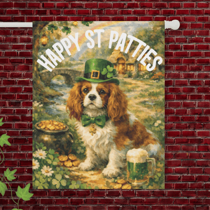 Personalized Cavalier St Patties Day Garden Flag 24.5'' × 32''