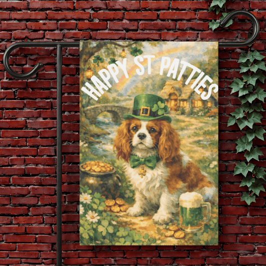 Personalized Cavalier St Patties Day Garden Flag 12'' × 18''