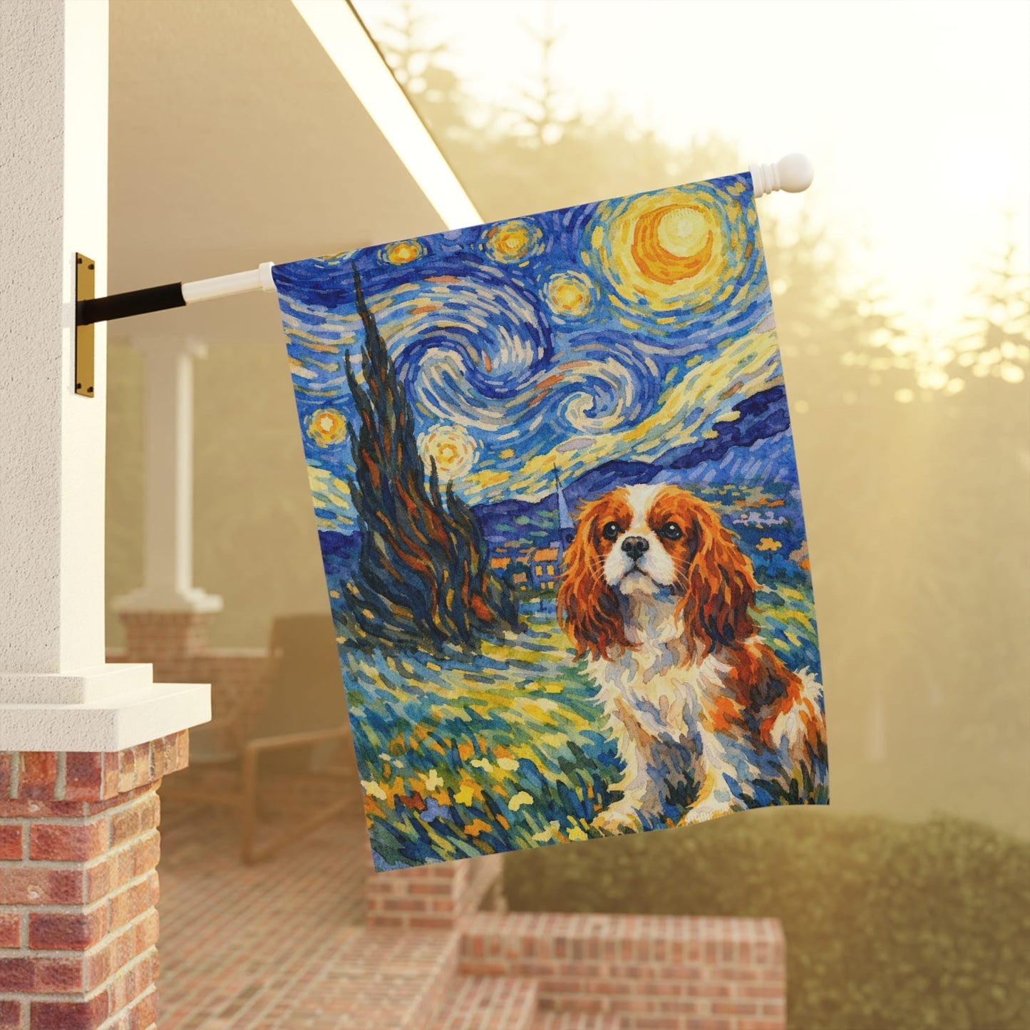 Personalized Cavalier Starry Night Garden Flag