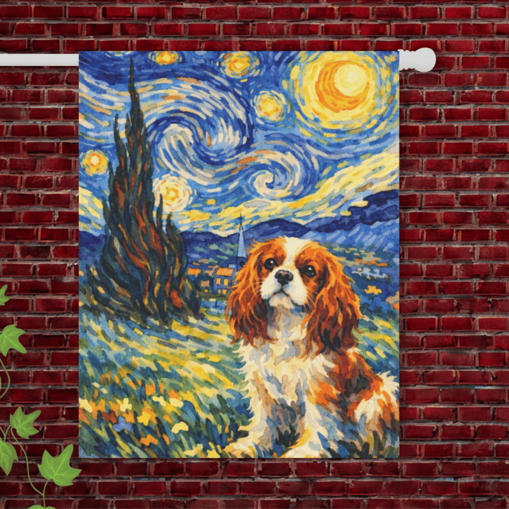 Personalized Cavalier Starry Night Garden Flag 24.5'' × 32''