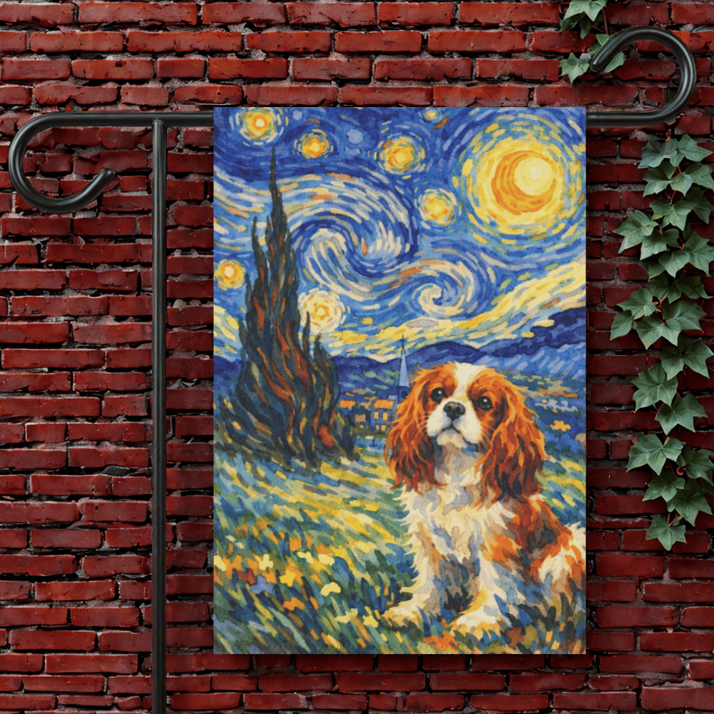 Personalized Cavalier Starry Night Garden Flag 12'' × 18''