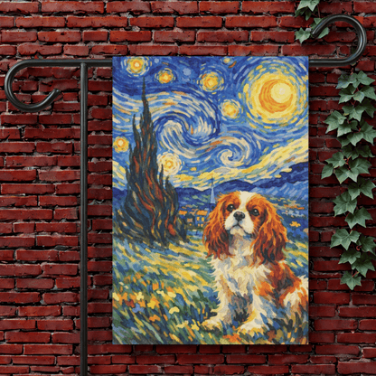 Personalized Cavalier Starry Night Garden Flag 12'' × 18''