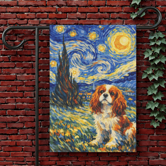 Personalized Cavalier Starry Night Garden Flag 12'' × 18''