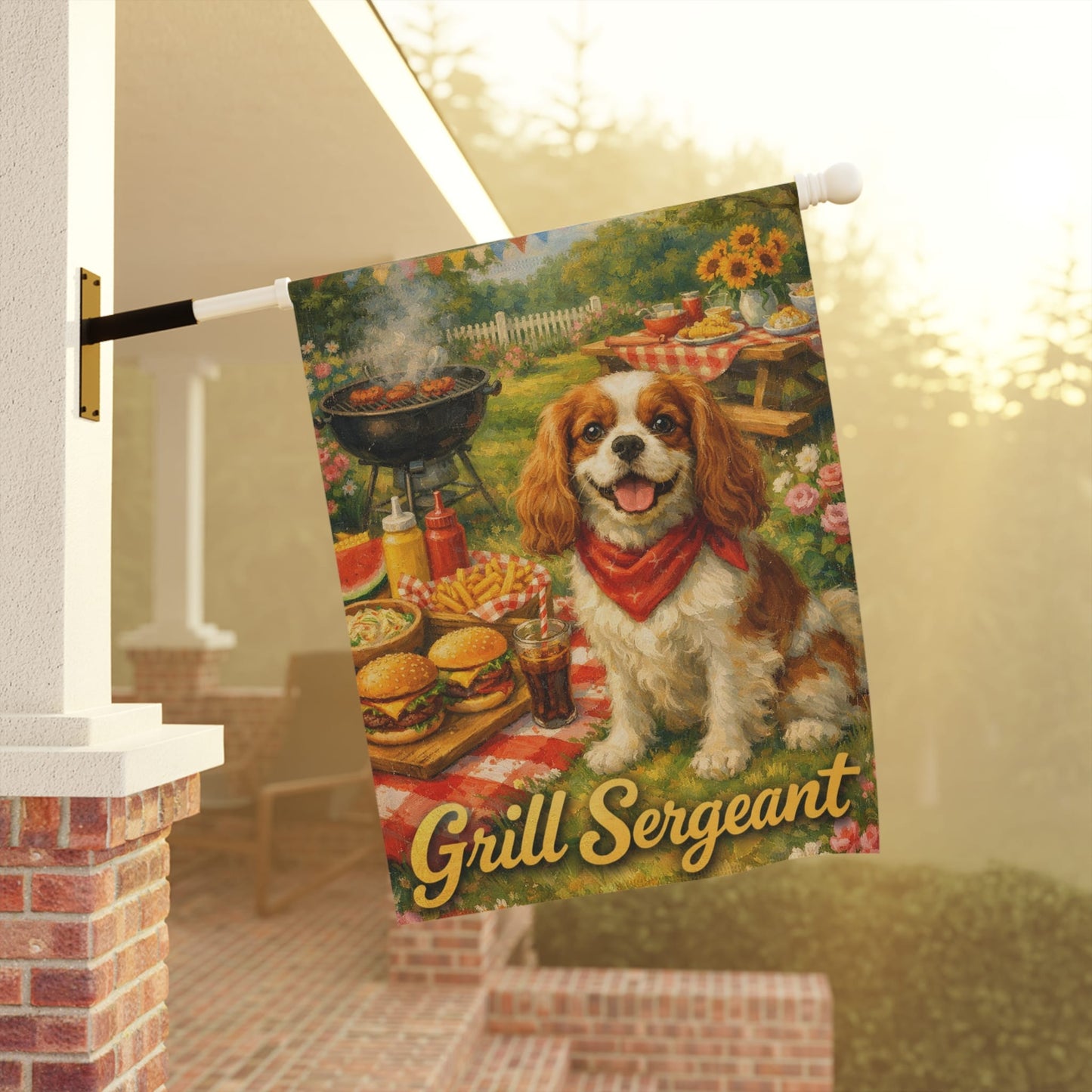 Personalized Cavalier Grilling Garden Flag