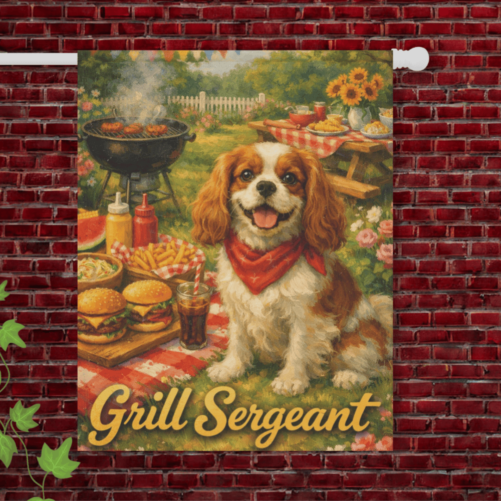 Personalized Cavalier Grilling Garden Flag 24.5'' × 32''