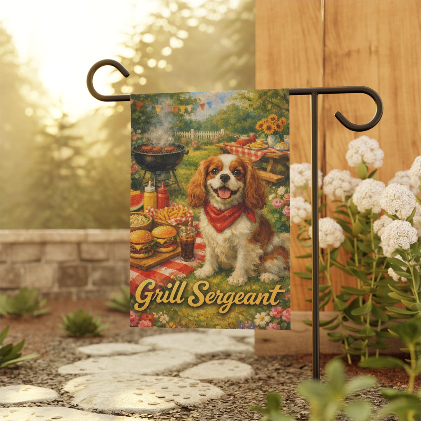 Personalized Cavalier Grilling Garden Flag