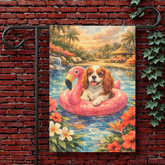 Personalized Cavalier Swimming Pool Garden Flag 12'' × 18''
