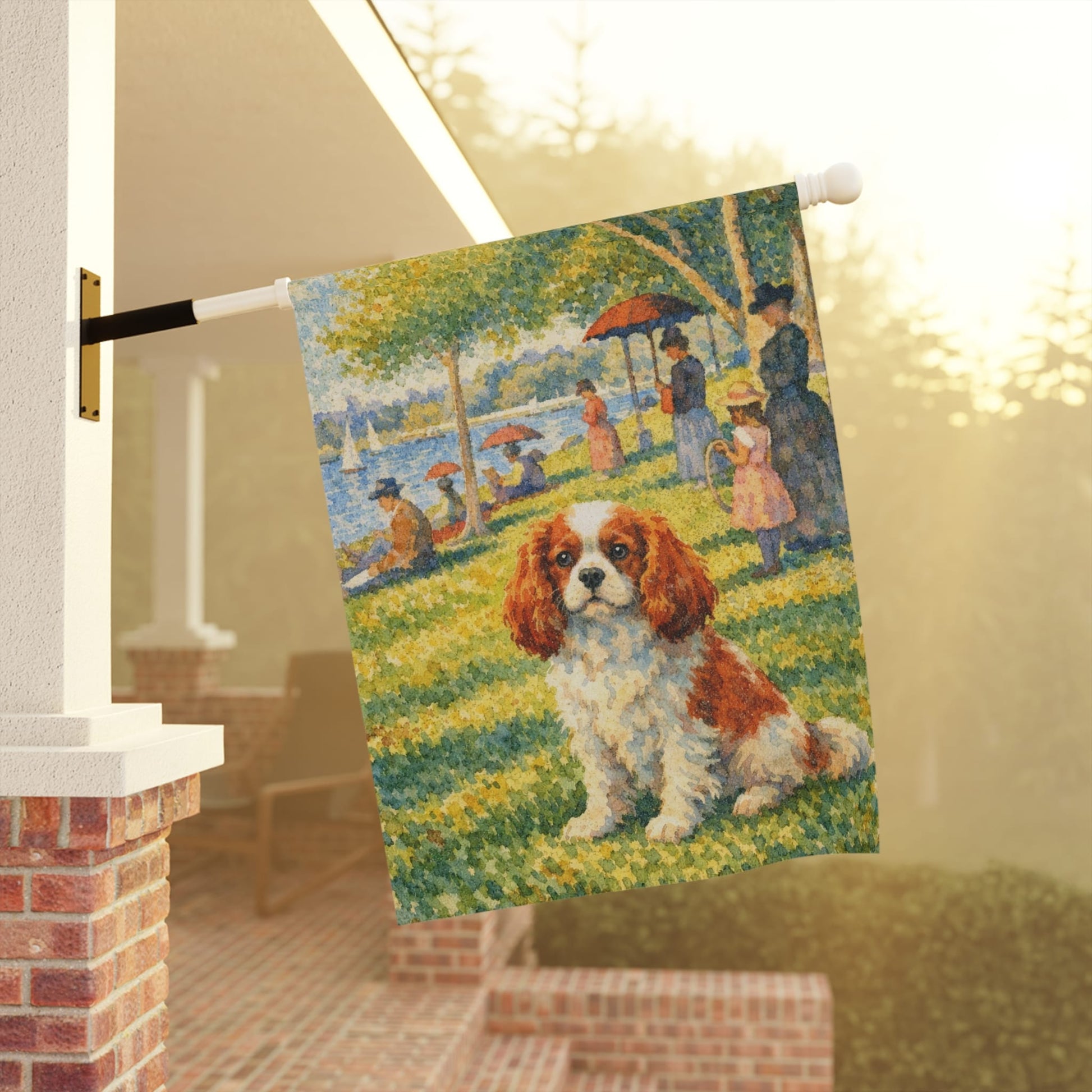 Personalized Cavalier Sunday in the Park Garden Flag