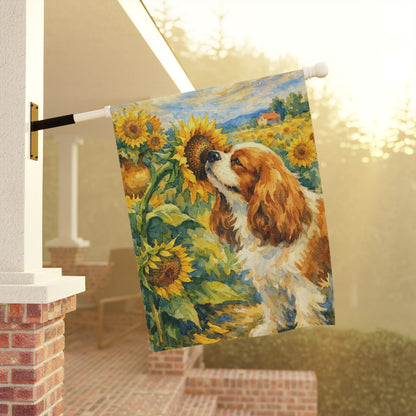 Personalized Cavalier Sunflower Summer Garden Flag