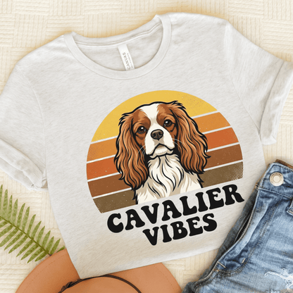 Personalized Cavalier Sunset Vibes Unisex Tshirt Ash