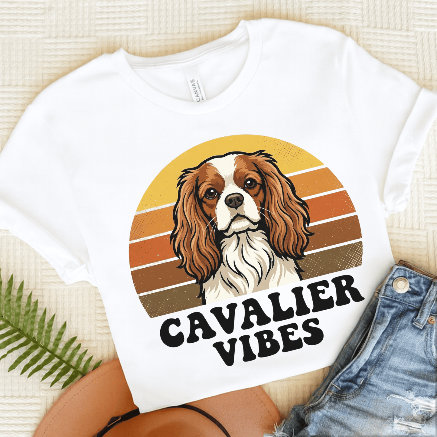 Personalized Cavalier Sunset Vibes Unisex Tshirt White