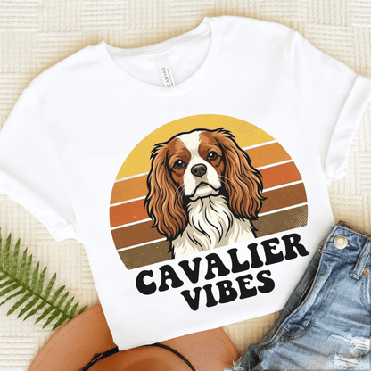 Personalized Cavalier Sunset Vibes Unisex Tshirt White