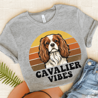 Personalized Cavalier Sunset Vibes Unisex Tshirt Athletic Heather