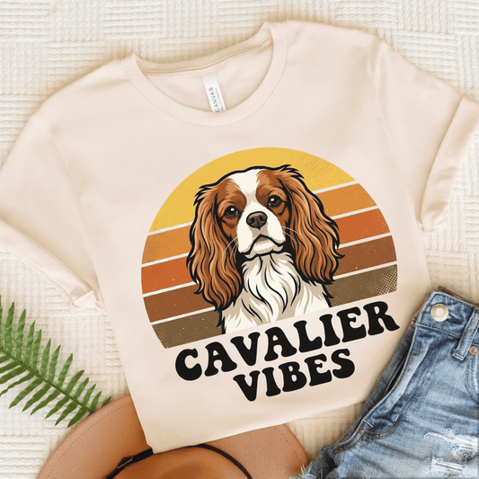 Personalized Cavalier Sunset Vibes Unisex Tshirt Natural