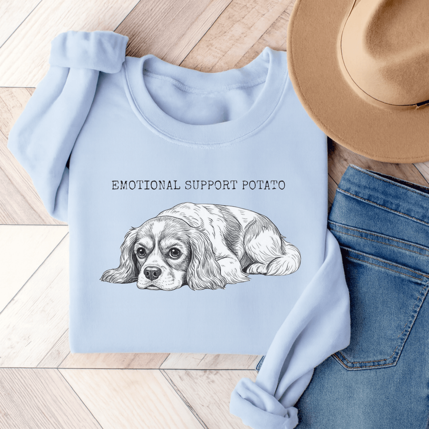 Blenheim Cavalier Support Potato Sweatshirt Light Blue