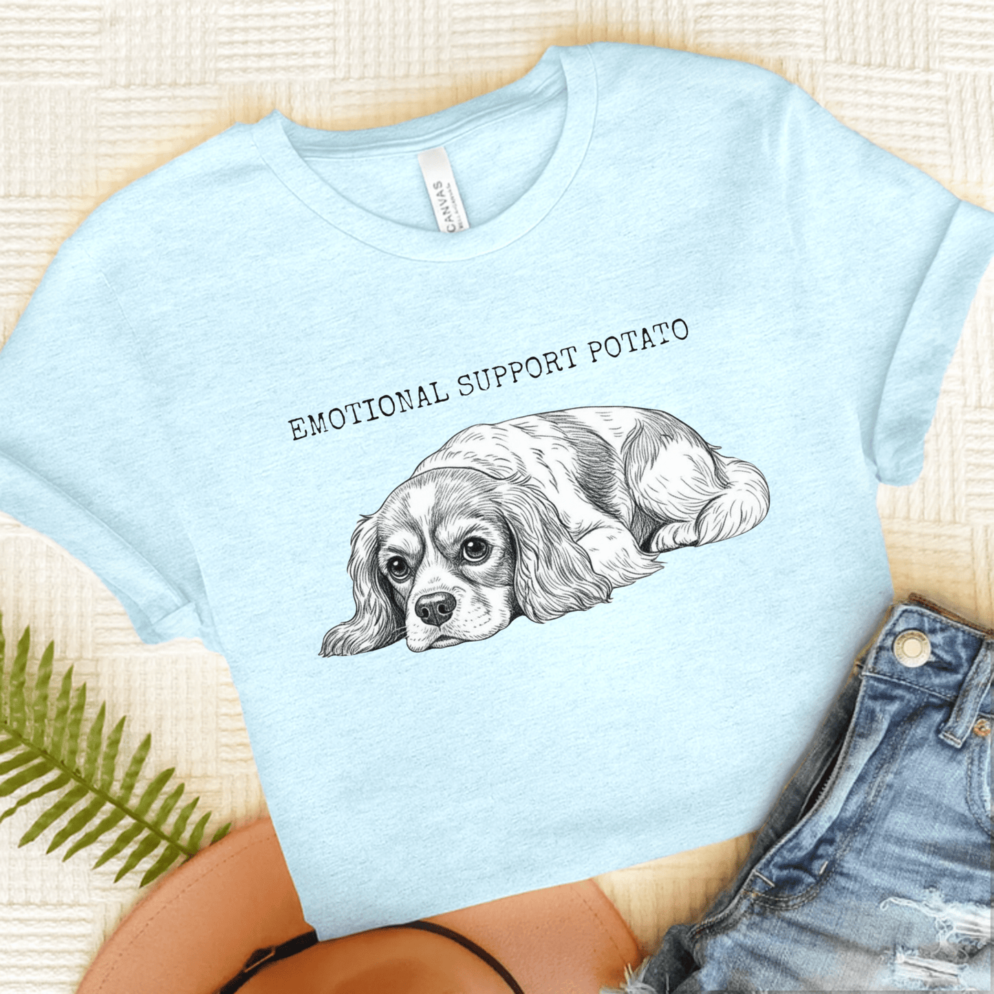 Blenheim Cavalier Support Potato Tshirt Heather Ice Blue