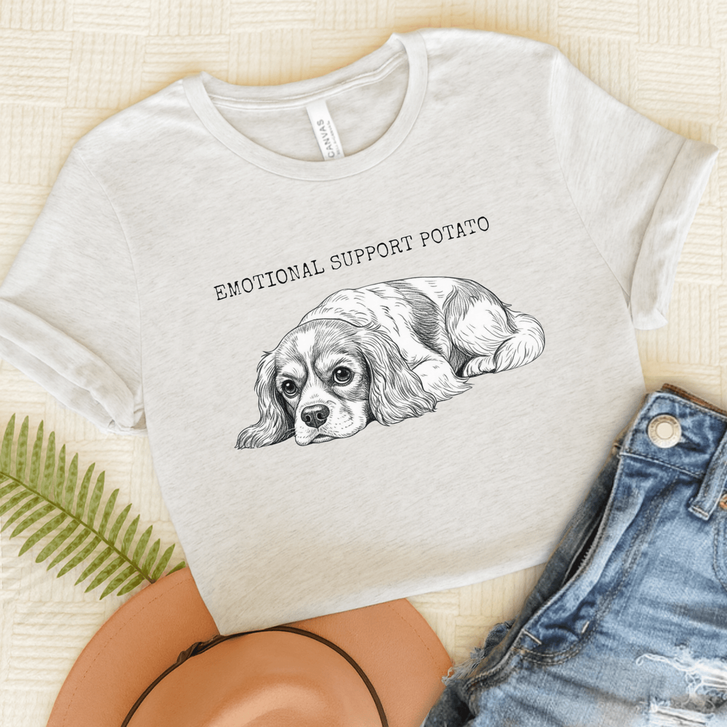 Blenheim Cavalier Support Potato Tshirt Ash