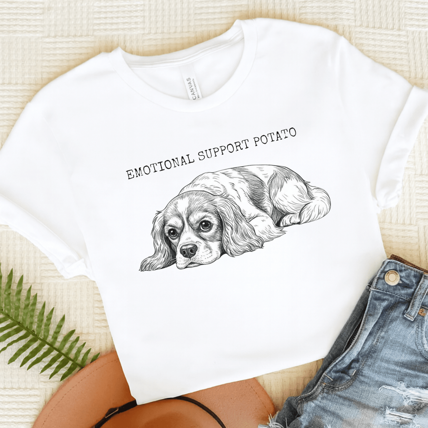 Blenheim Cavalier Support Potato Tshirt White