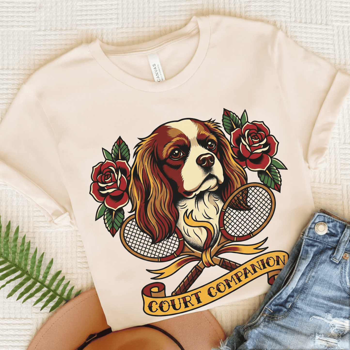 Personalized Cavalier Tennis Court Unisex Tshirt Natural