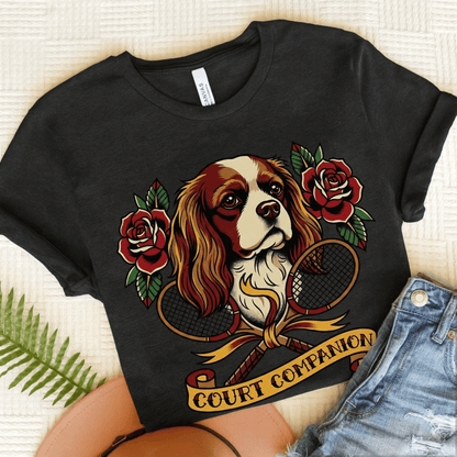 Personalized Cavalier Tennis Court Unisex Tshirt Dark Grey Heather