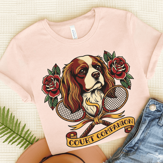Personalized Cavalier Tennis Court Unisex Tshirt Soft Pink