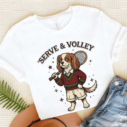 Personalized Cavalier Tennis Serve Unisex TShirt White
