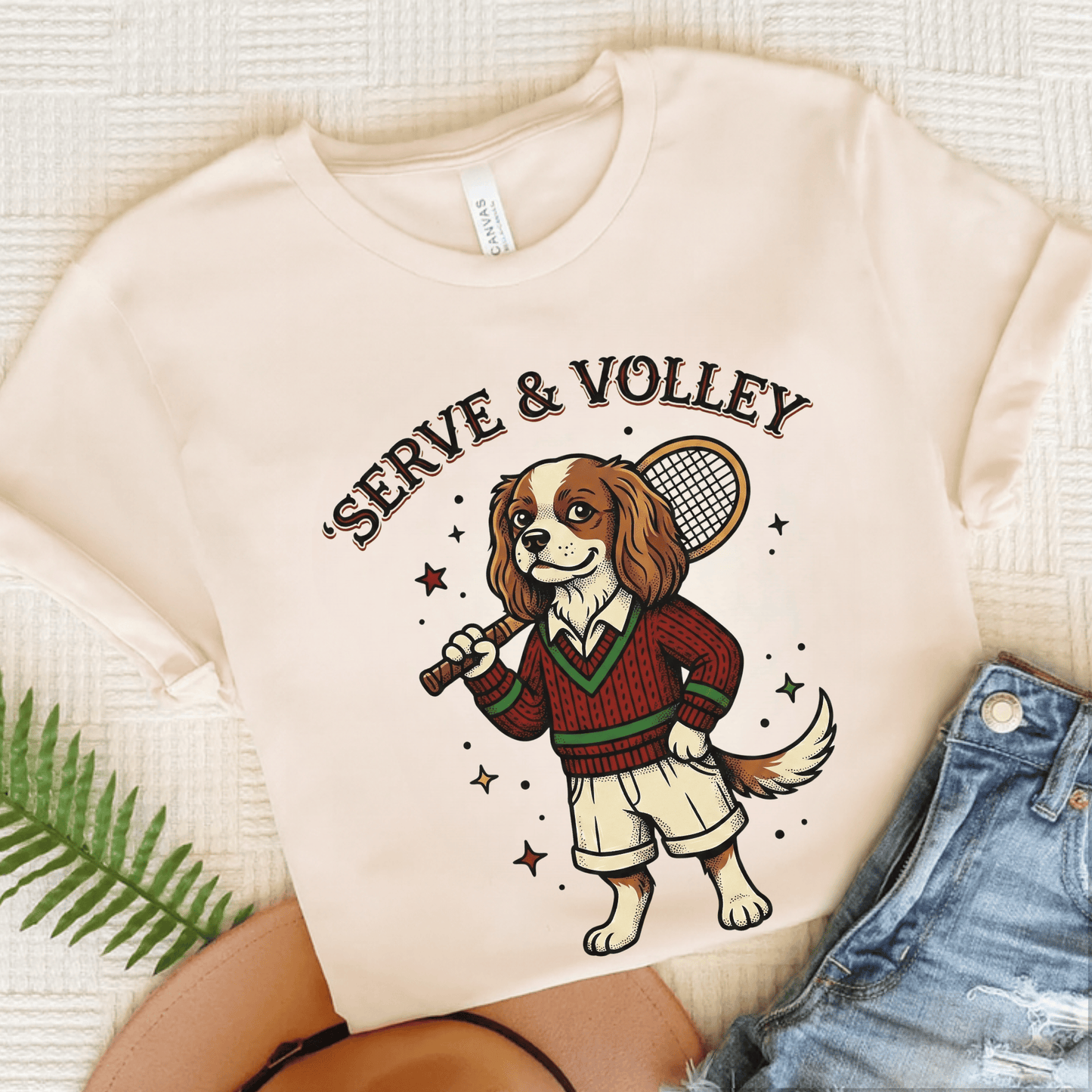 Personalized Cavalier Tennis Serve Unisex TShirt Natural