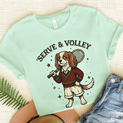 Personalized Cavalier Tennis Serve Unisex TShirt Heather Mint