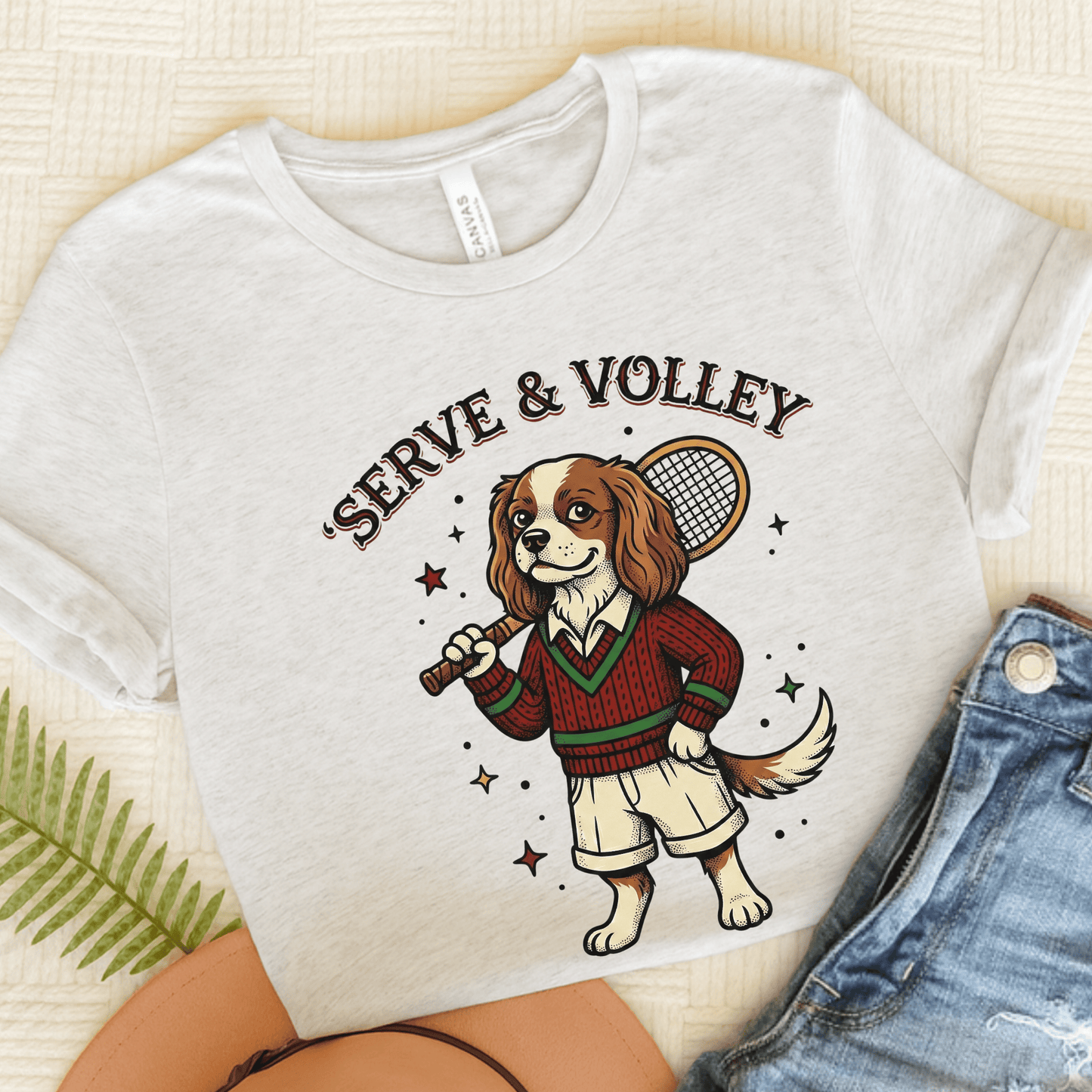 Personalized Cavalier Tennis Serve Unisex TShirt Ash