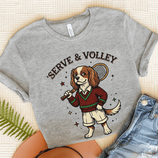 Personalized Cavalier Tennis Serve Unisex TShirt Athletic Heather