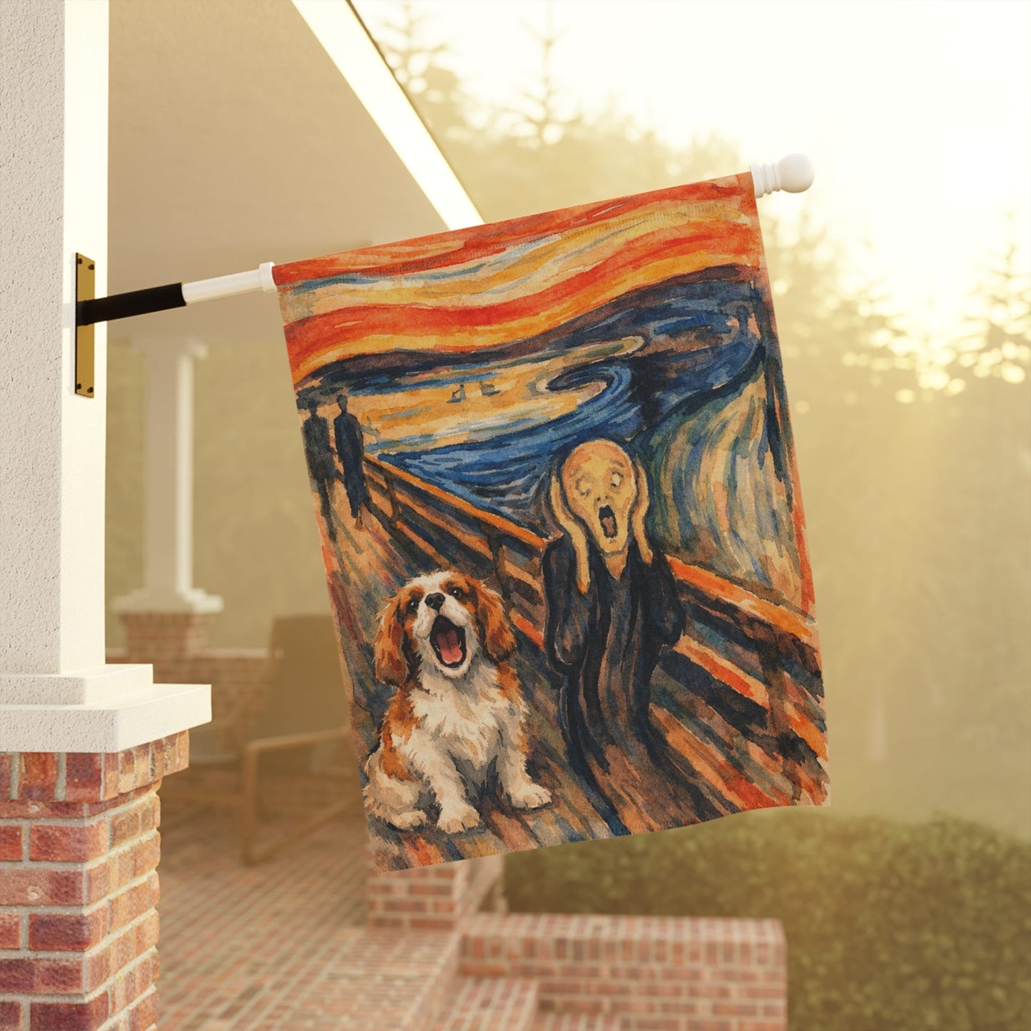 Personalized Cavalier The Scream Garden Flag