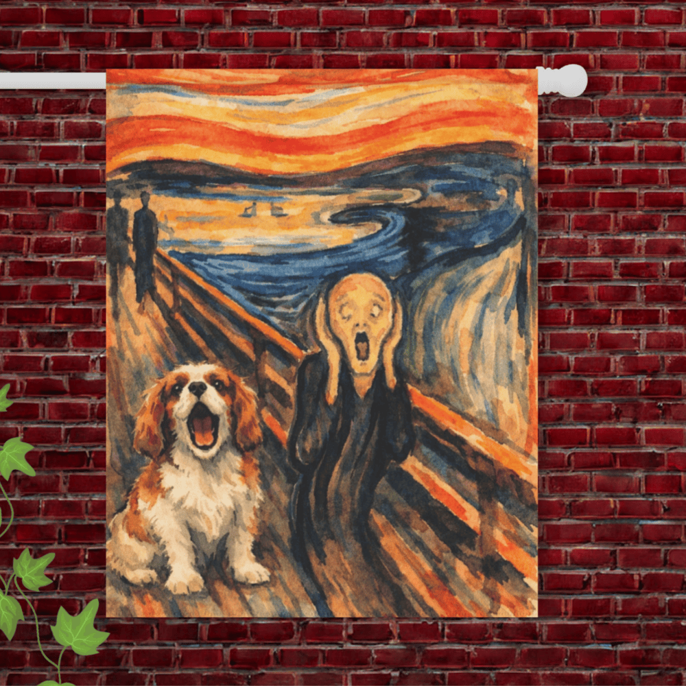 Personalized Cavalier The Scream Garden Flag 24.5'' × 32''