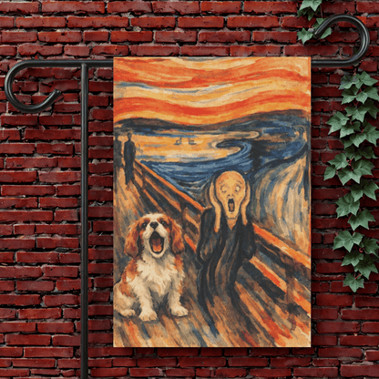 Personalized Cavalier The Scream Garden Flag 12'' × 18''