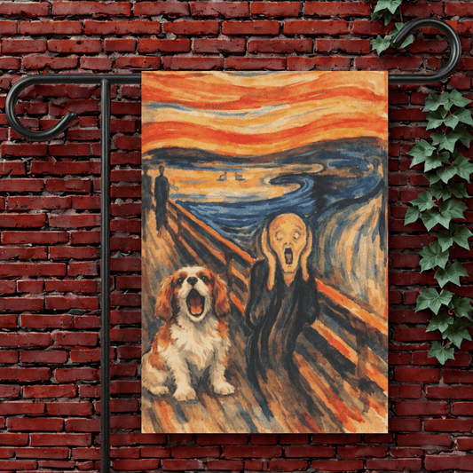 Personalized Cavalier The Scream Garden Flag 12'' × 18''
