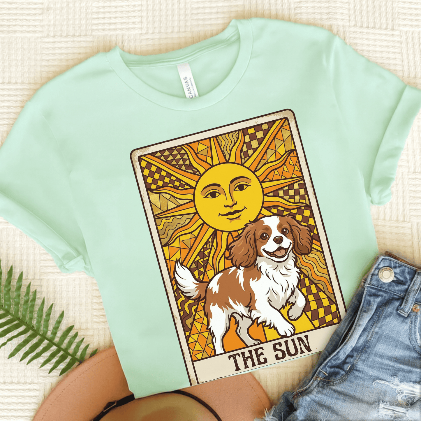 Personalized Cavalier The Sun Tarot Unisex Tshirt Heather Mint