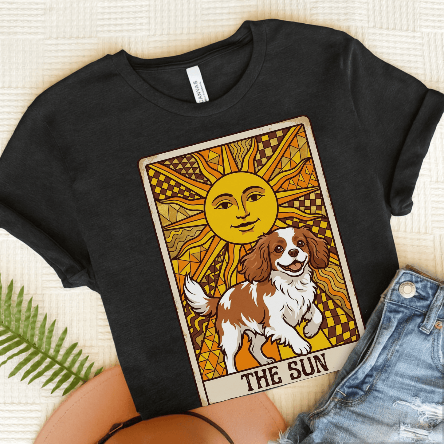 Personalized Cavalier The Sun Tarot Unisex Tshirt Dark Grey Heather