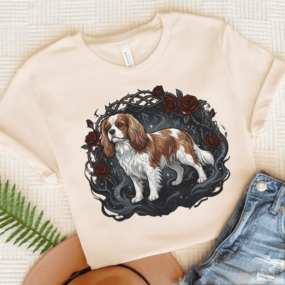 Personalized Cavalier Thorns Roses Unisex Tshirt Natural