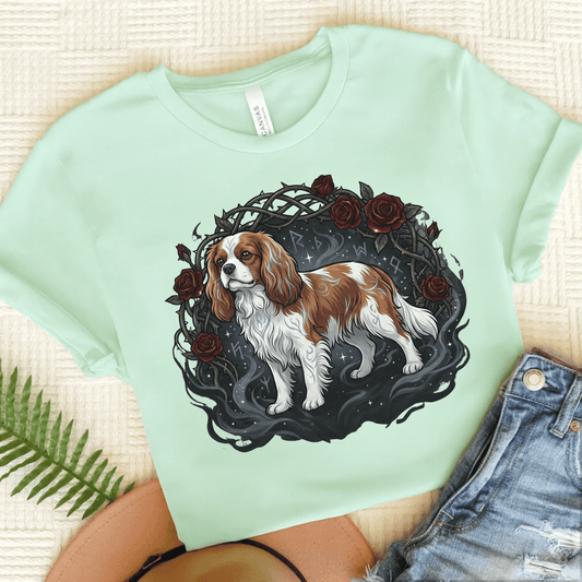 Personalized Cavalier Thorns Roses Unisex Tshirt Heather Mint