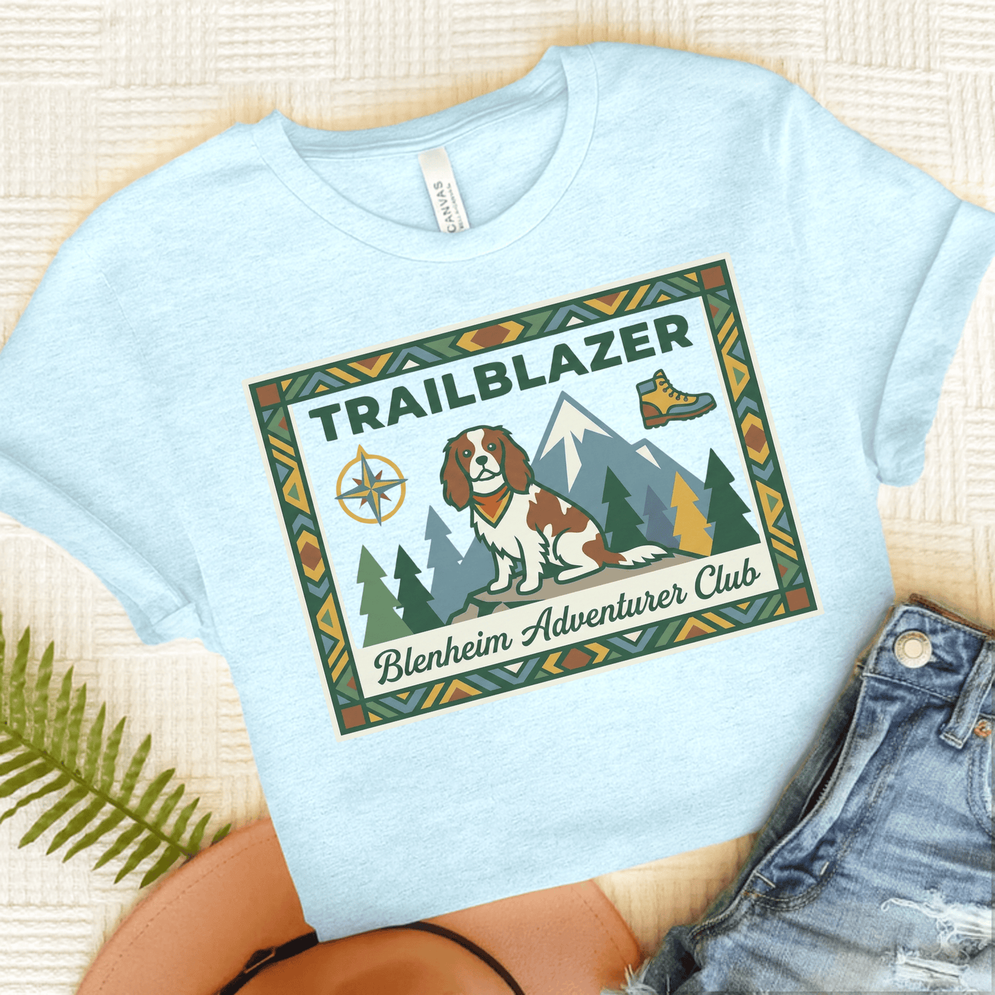 Personalized Cavalier Hiking Unisex TShirt Heather Ice Blue