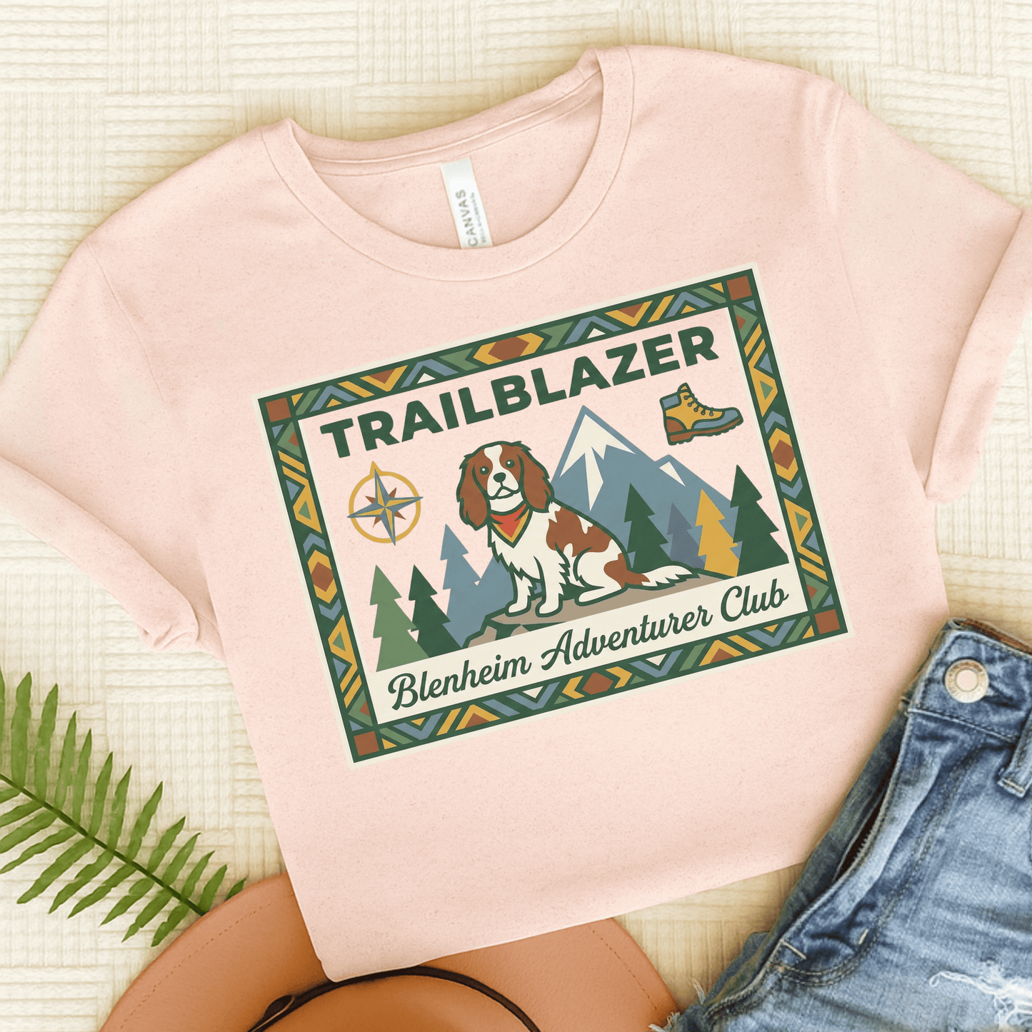 Personalized Cavalier Hiking Unisex TShirt Soft Pink