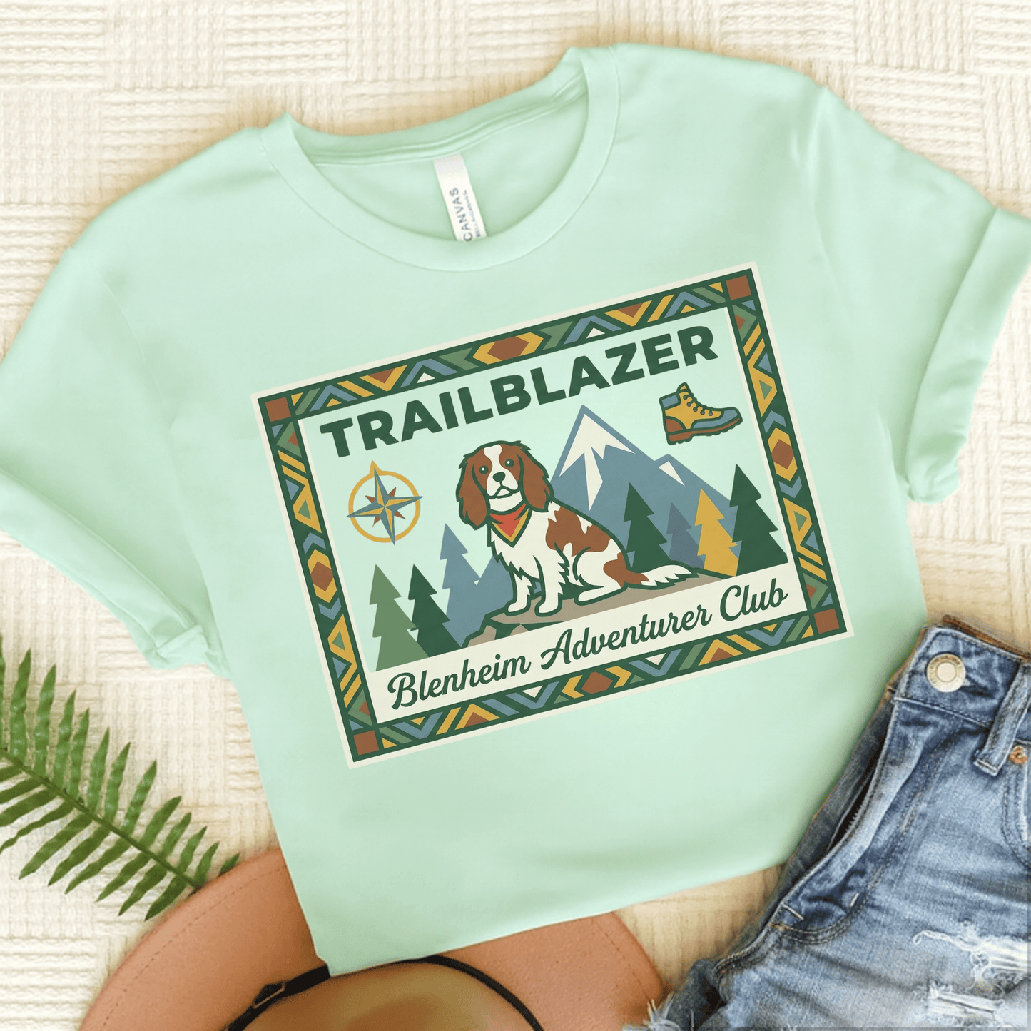 Personalized Cavalier Hiking Unisex TShirt Heather Mint