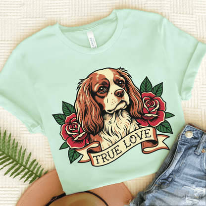 Personalized Cavalier True Love Tattoo Unisex TShirt Heather Mint